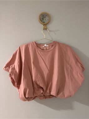 GREY LAB Dusty Rose Short-Sleeve Cropped bubble hem